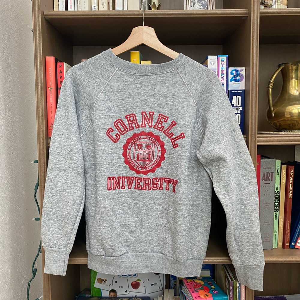 Cornell University Gray Crewneck Sweatshirt - Red Logo